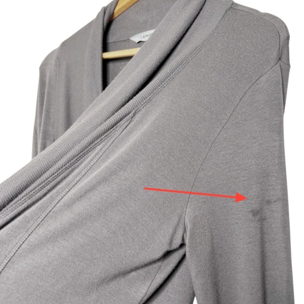 Athleta Pranayama Restore Wrap Cardigan Grey Open Front Pockets Small - Picture 8 of 8